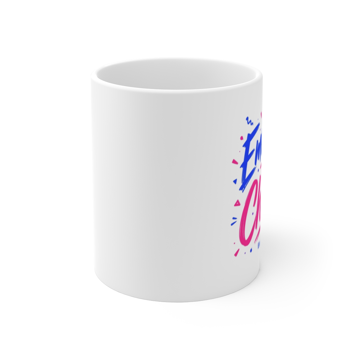 ExtraEmily "Embrace the Chaos!" White Mug - alternate angle 1, merchandise