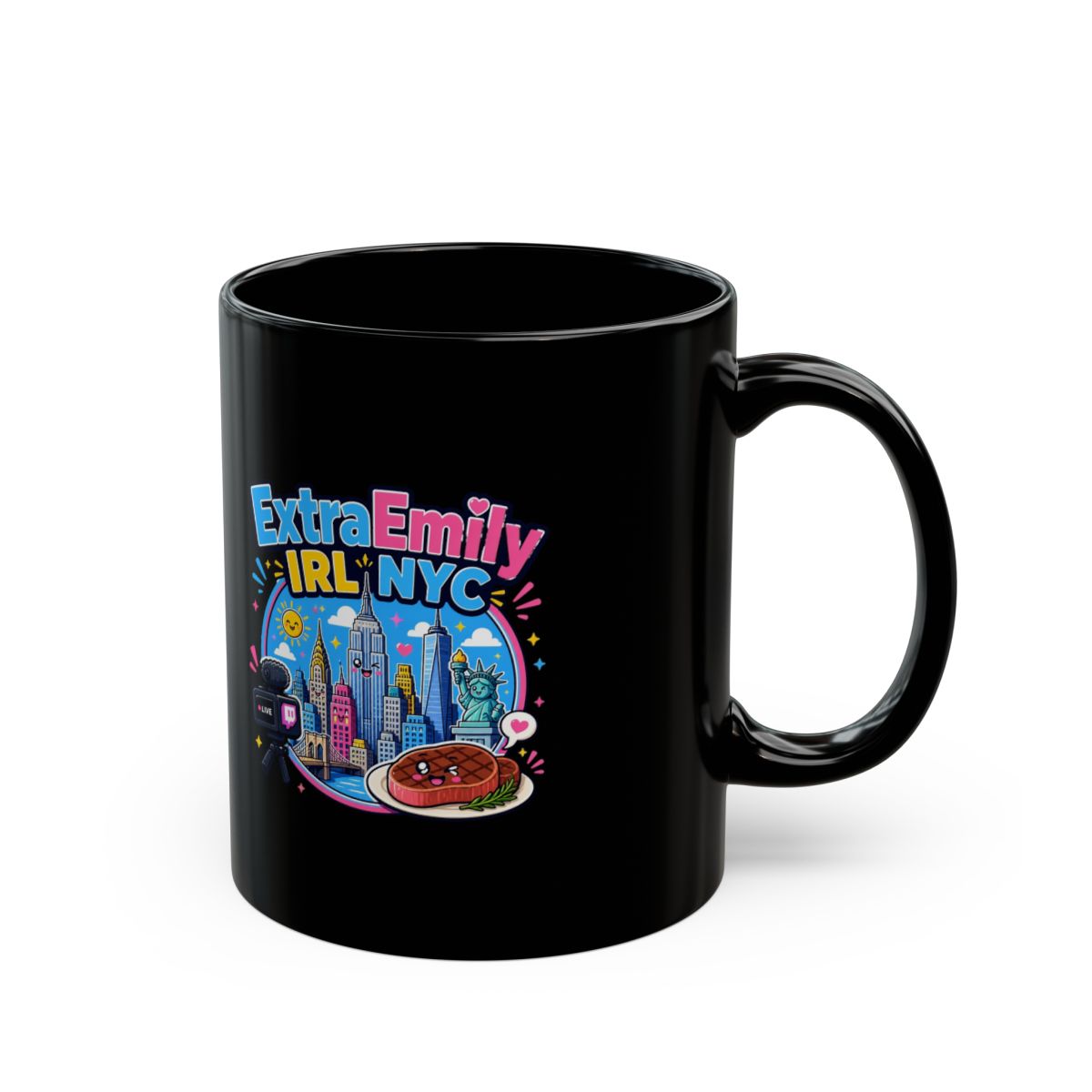 ExtraEmily "ExtraEmily IRL NYC" Black Mug