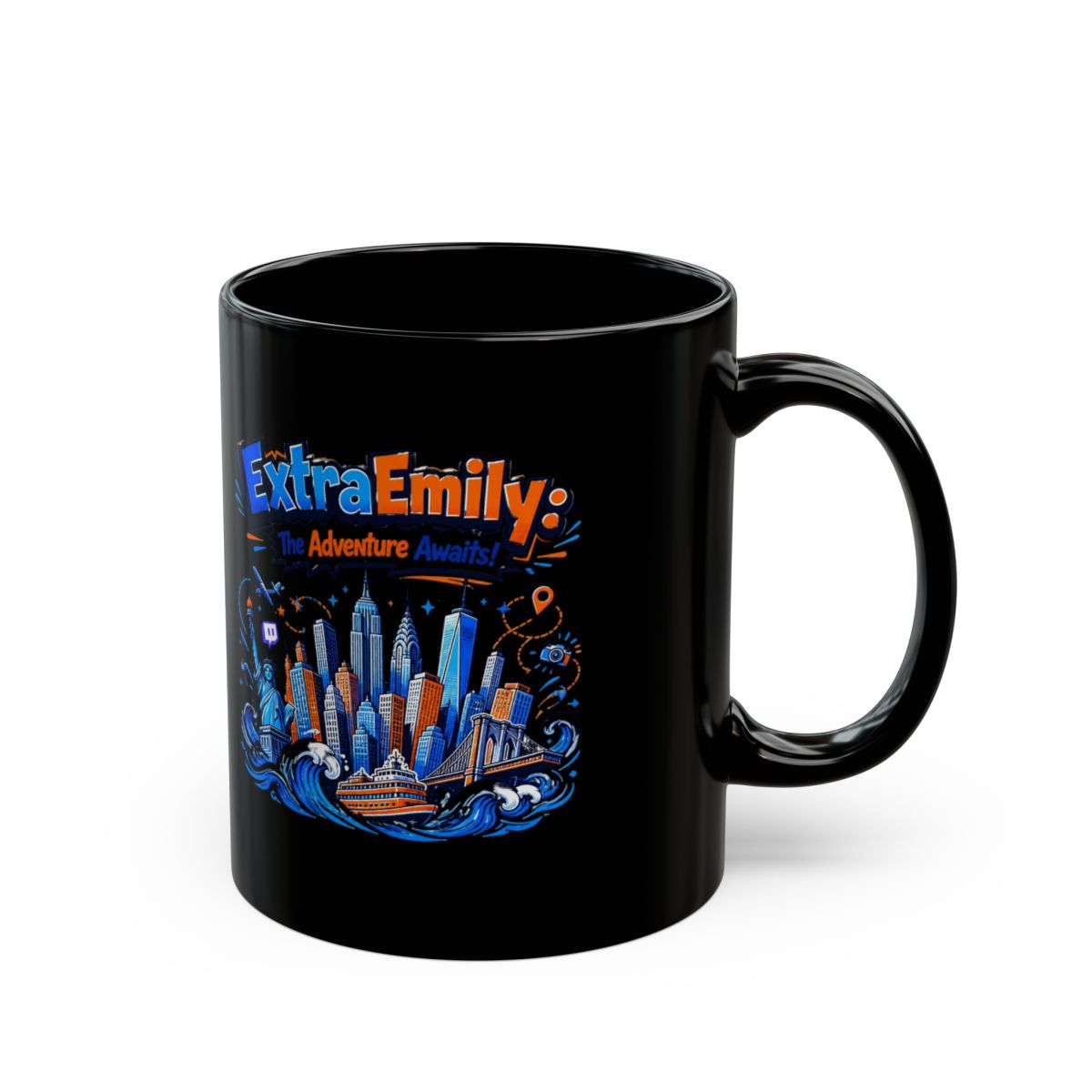 ExtraEmily "ExtraEmily: The Adventure Awaits!" Black Mug